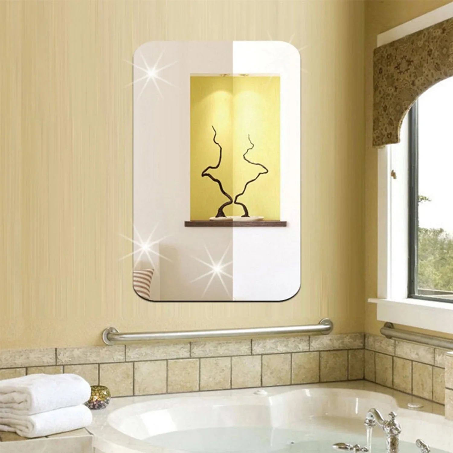 Plastic Square 3D Mirror Wall Stickers (1 Pc / 30x30 Cm)
