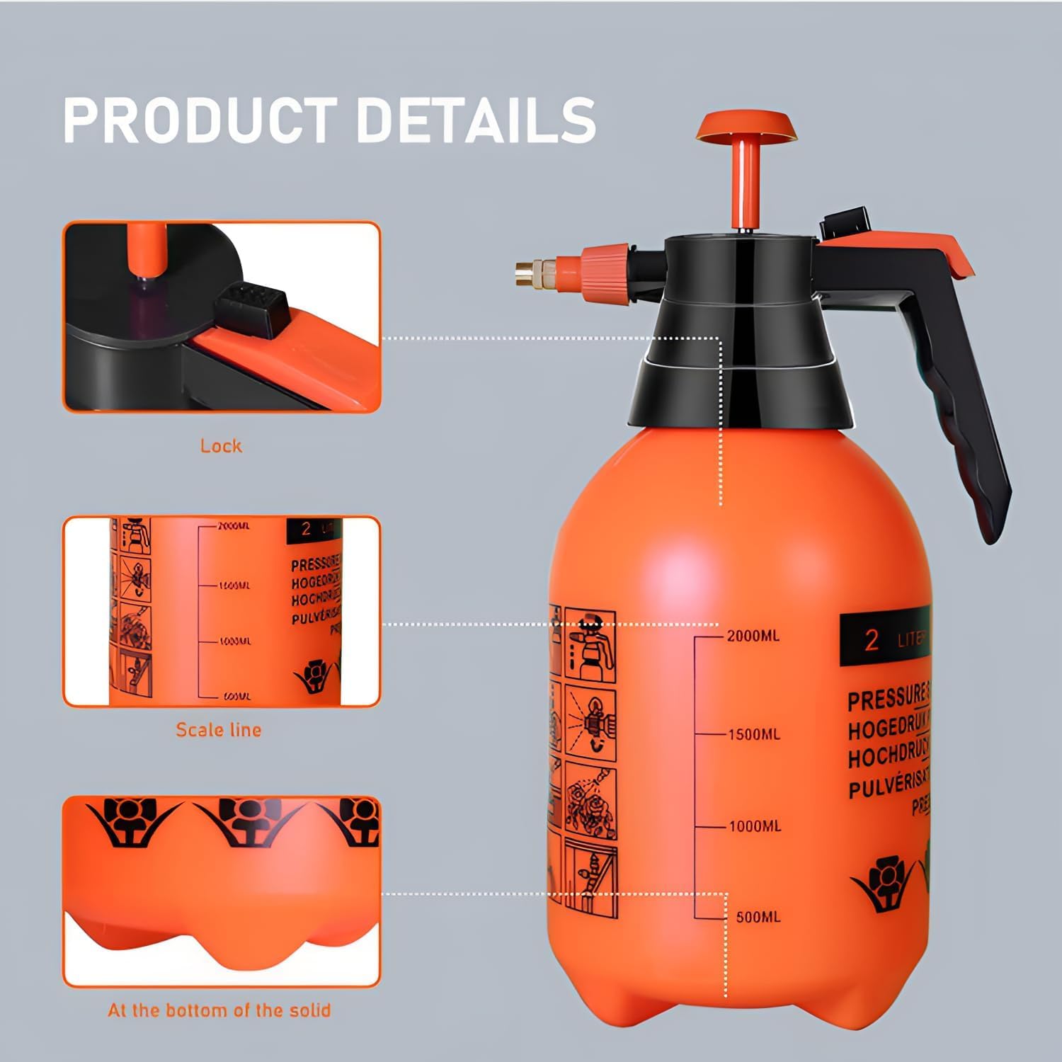 Pressure Spray Pump (2L) - Gardening Water Sprayer for Home, Plants, and Lawn - Plant Watering Can