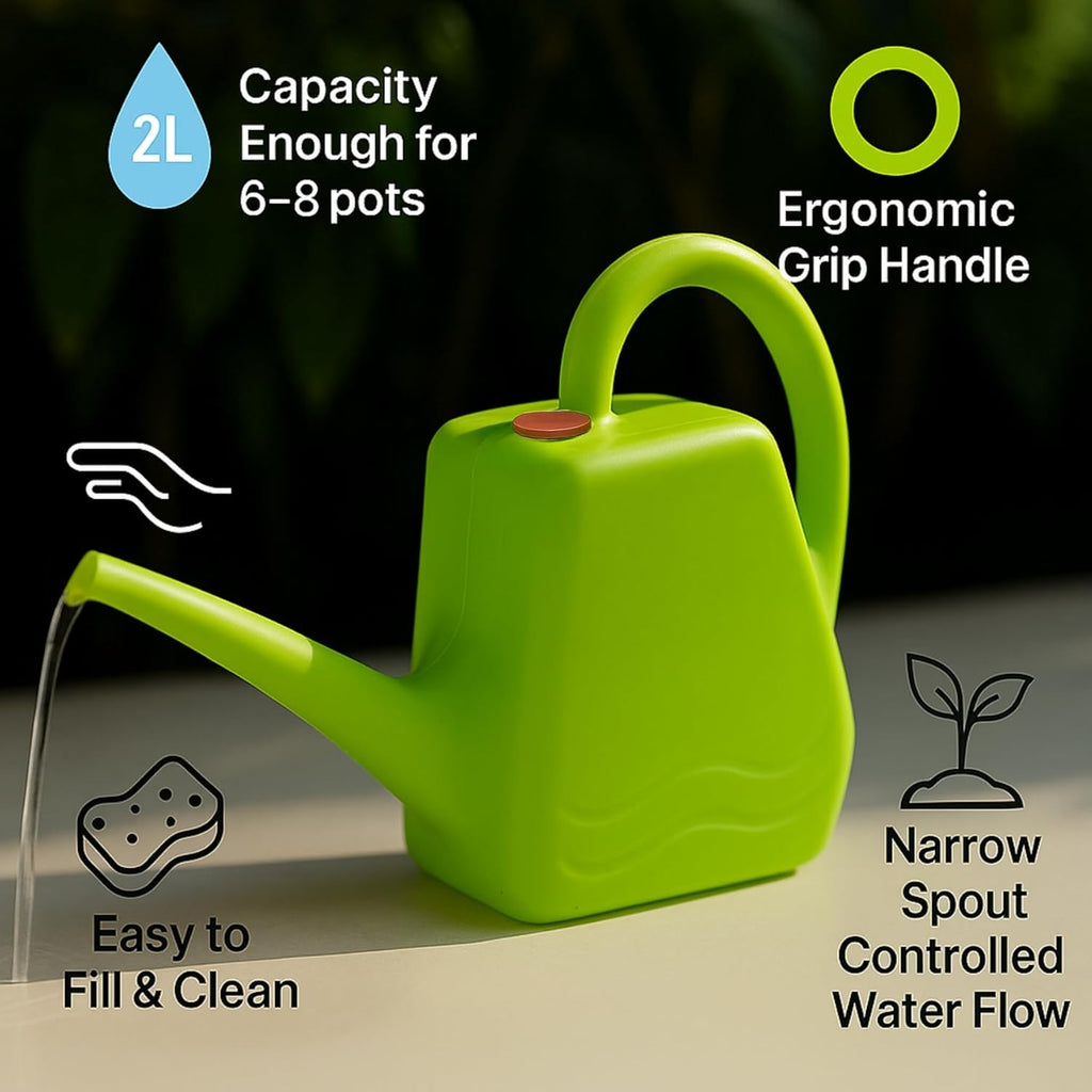 2 Liters Plastic Watering Can with Long Spout for Indoor & Outdoor Gardening, Ideal for Plants & Gardens