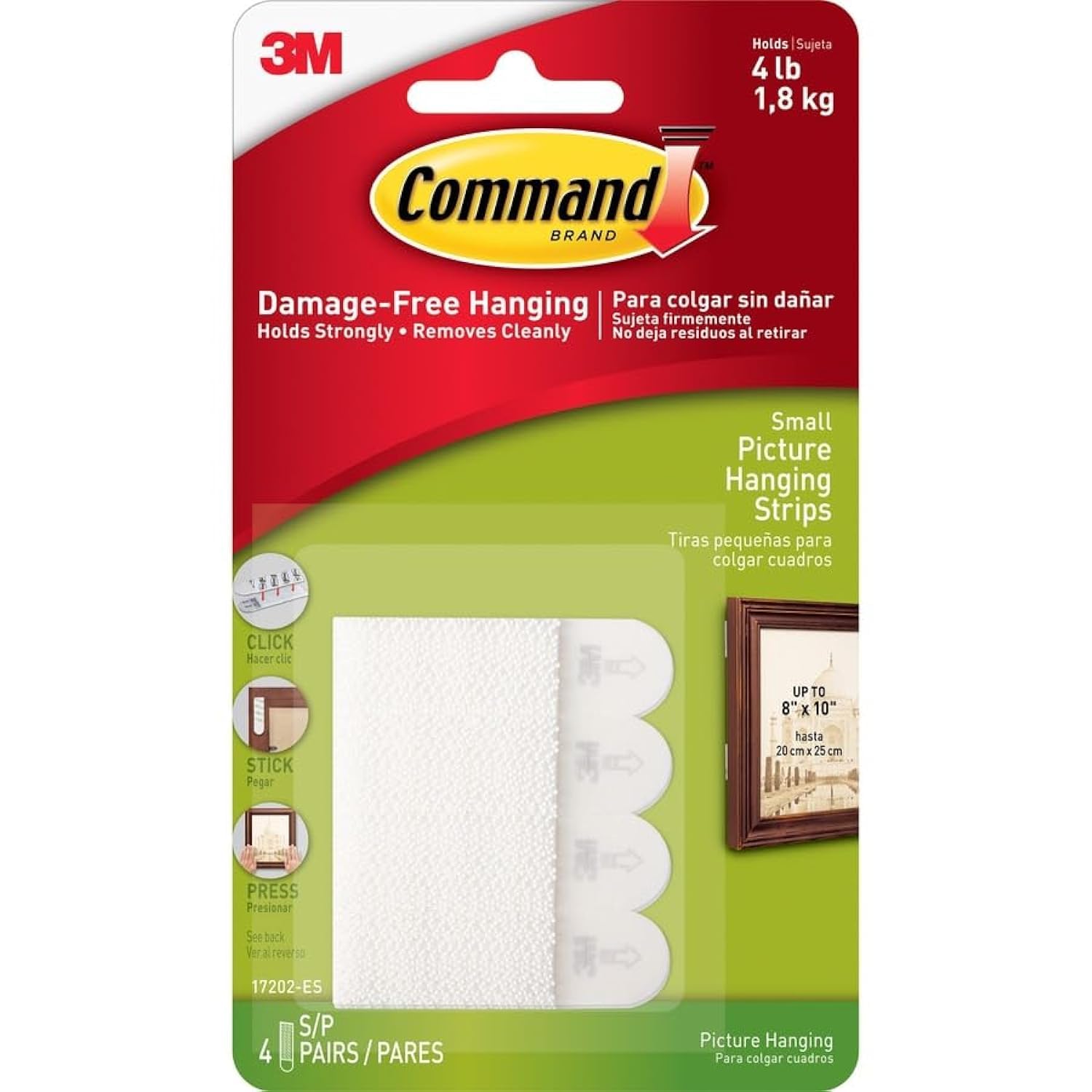 Command Small pack of 4 Pairs Picture Hanging Foam Strips, White, Foam
