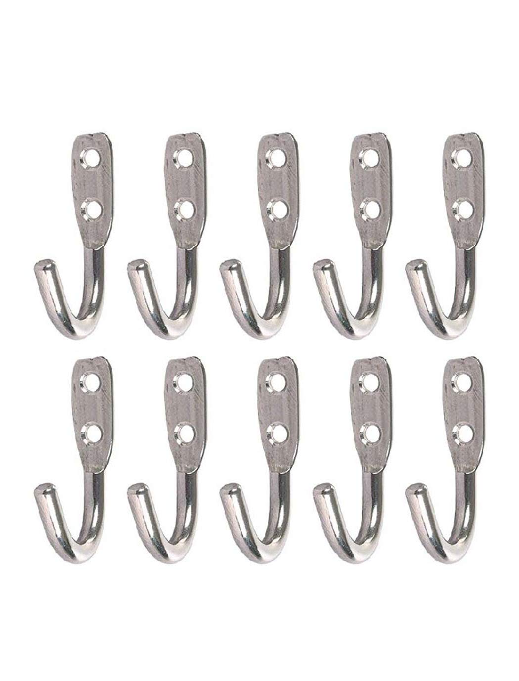 Unbreakable J Type Hook Bathroom Hooks Cloth Hanger Wall Hook Door Robe Hooks for Hanging Keys,Clothes (Pack of 10)