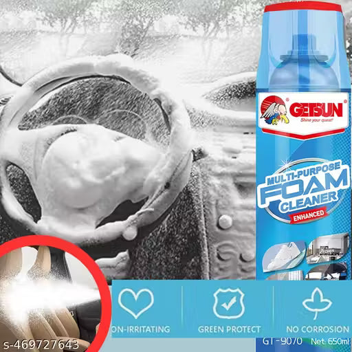 Multi-Purpose Foam Cleaner Spray, Enhanced Formula – Heavy-Duty Waterless Cleaner for Car Interiors, Kitchen, Bathroom, Upholstery, and More – 650ml
