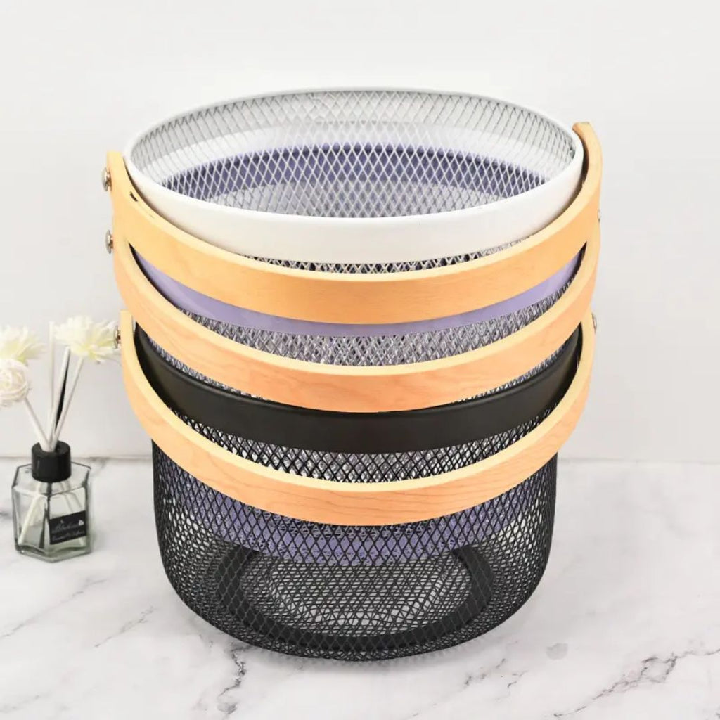 Round Wooden Handle Fruits Basket