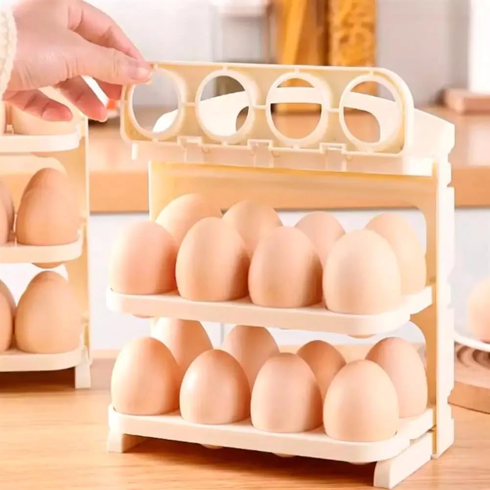 Foldable Egg Storage Box – 24 Grid Plastic Egg Tray for Fridge, Stackable Refrigerator Egg Holder, Space-Saving Folding Egg Container for Kitchen & Side Door Storage