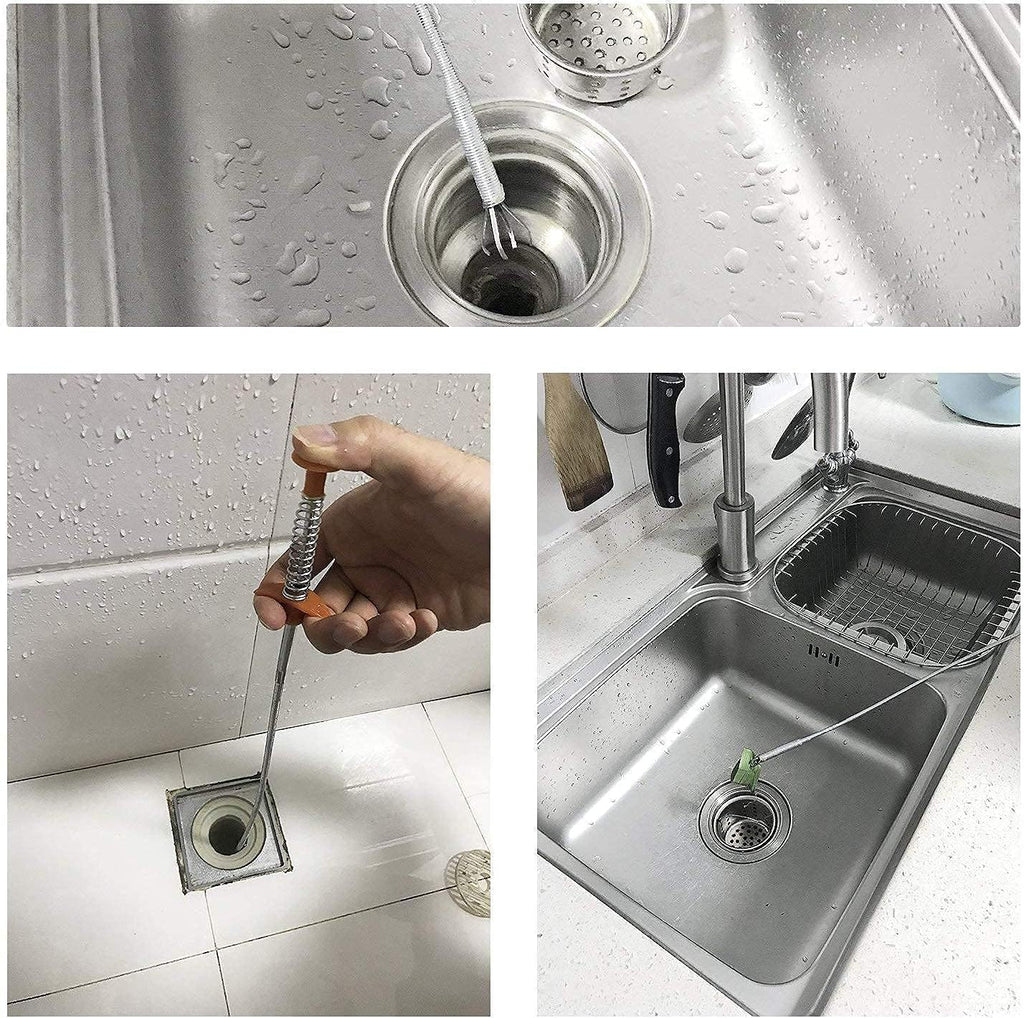 Stainless Steel Drain Pipe Cleaning Spring Stick,Hair Catching Pipe Cleaning Claw Wire,Sink Stick Sewer Sink Tub Dredge Remover,Spring Drain Basin Cleaner Tool(160 Cm) (3) (1)