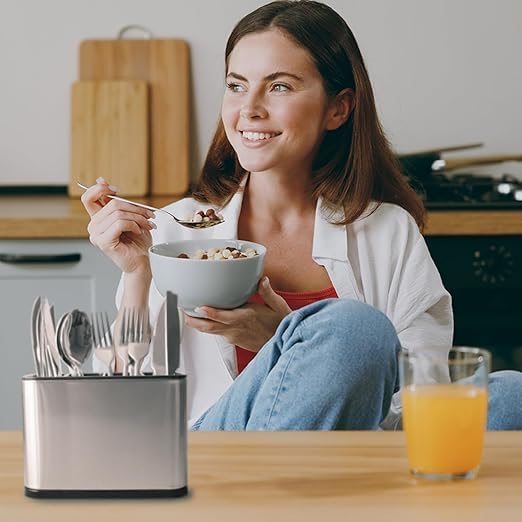 Stainless Steel Spoon and Fork Holder Stand | Cutlery Stand for Kitchen Counter | Spoon Knife Holder Organizer for Dining Table | Rustproof Kitchen Cutlery Holder