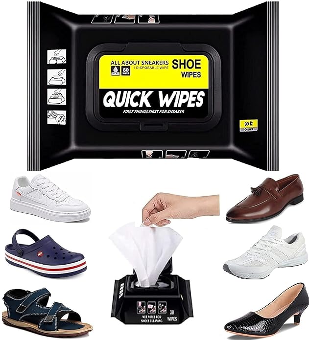 Natural Sneaker & Shoe Cleaner Wipes - 1 Packs of 80 - Portable Sneakers Cleaner Shoe Wipes Quickly Remove Dirt & Stains - These Disposable Shoe Cleaning Wipes Can Be Used On Footwear