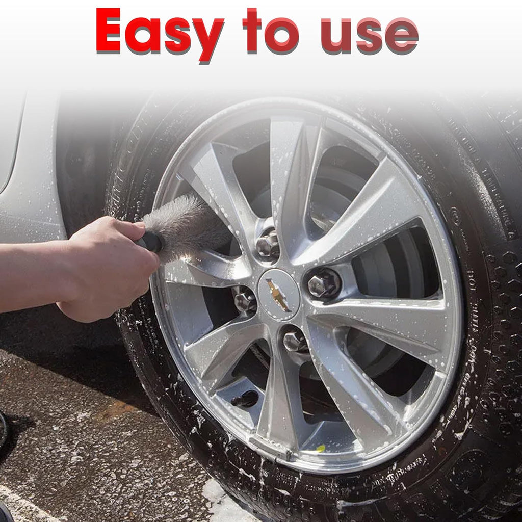 Tyre Cleaner Brush Car Cleaning Brush for Rim Cleaning Liquid Nylon Bristles Microfiber Duster Perfect for Tire Rubber Car Accessories – Used with Tyre Puncture Kit and Microfiber Cloth