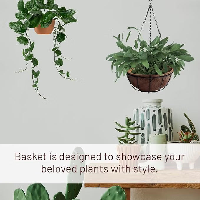 Basket With Liner & Chain - Set of 2