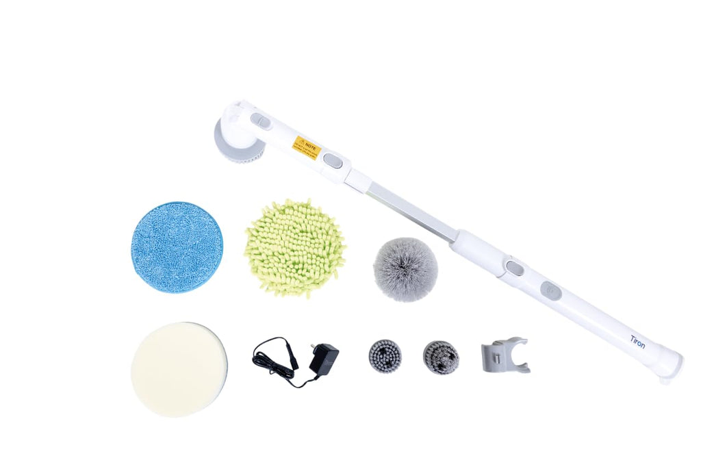 TIRON TLS Electric Spin Scrubber | 16Kg Torque for Powerful Cleaning, Adjustable Handle | 4 Accessory Brushes 2500mAh Battery Electric Brush Ideal for Bathroom, Floor, and Wall Cleaning
