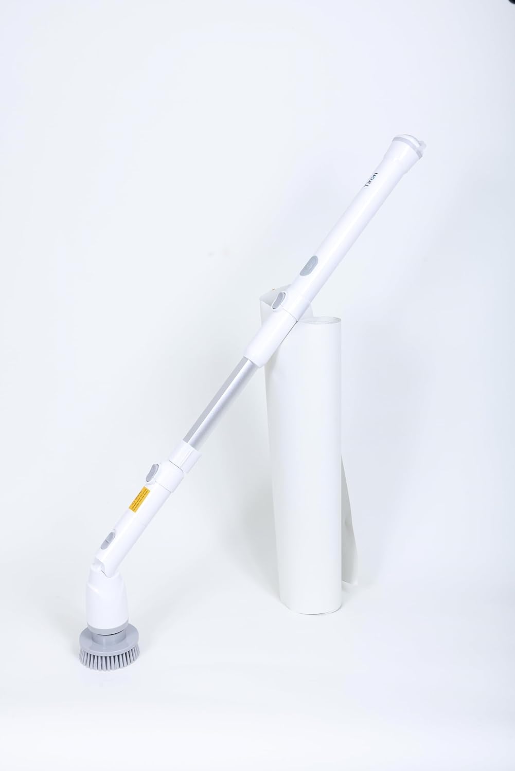 TIRON TLS Electric Spin Scrubber | 16Kg Torque for Powerful Cleaning, Adjustable Handle | 4 Accessory Brushes 2500mAh Battery Electric Brush Ideal for Bathroom, Floor, and Wall Cleaning