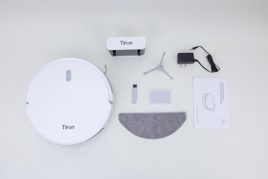 TIRON TRV 10P Robotic Vacuum Cleaner |Dual Action Cleaning, Powerful 5000 Pa Hyper Suction, 2600mAh Battery, Smart Point Laser Sensors | Automatic Mopping Machine, White