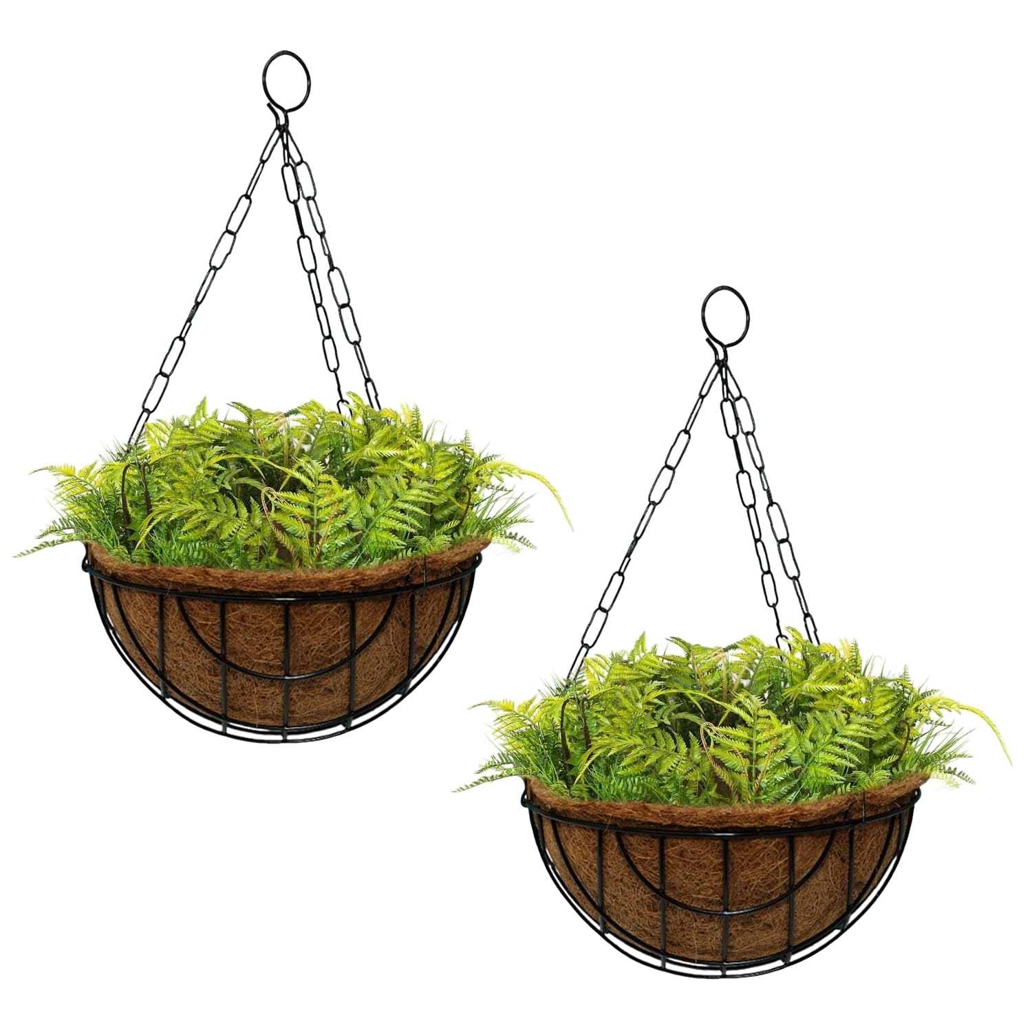 10-Inch Coir Hanging Basket with Metal Chain (Set of 2) | Coco Liner Hanging Planter for Balcony, Garden, Indoor & Outdoor Use | Decorative Hanging Pot for Plants