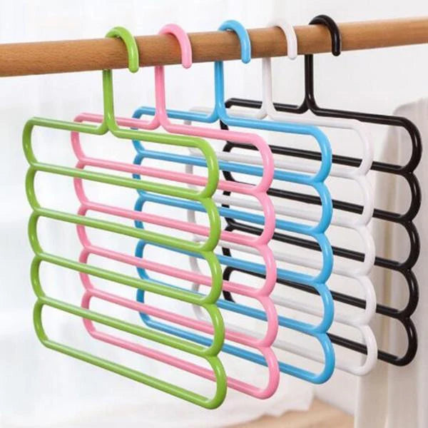5 in 1 Multipurpose Plastic Hanger, Assorted 5-Layer -  Set of 3