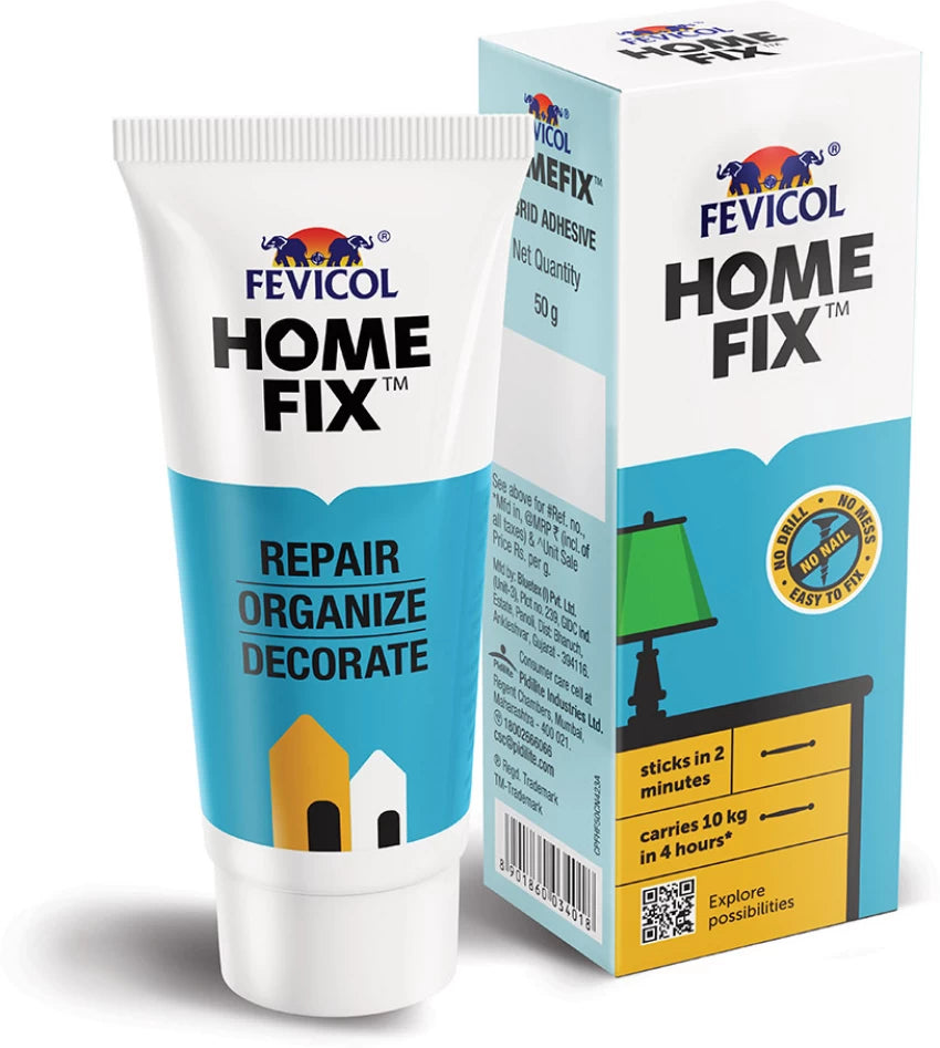 Fevicol Homefix (25 gm)|Home Decor Glue|Strong Multi Surface Adhesive|Carries upto 10kg|Paste on Walls/Tiles/Wood/Cement/Metal|Forget Double Sided Tapes|Nailfree|Easy to Apply & Remove