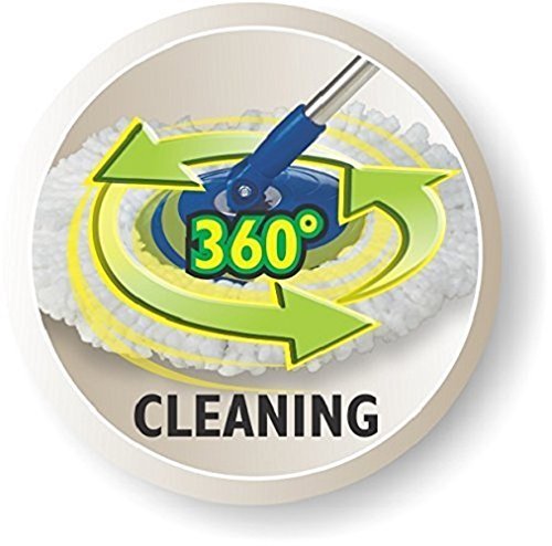 Gala Plastic Quick Spin Mop,Easy Wheels & Big Bucket With 2 Microfiber Refills, Floor Cleaning Mop With Bucket, Pocha For Floor Cleaning, Mopping Set(White And Blue)