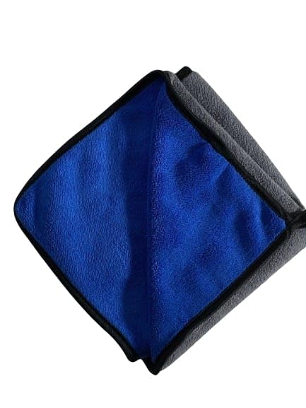 Microfiber Cleaning Clothes 800 GSM 40 cm & 40 cm Premium Car Cleaning Cloth, Dual-Sided Microfibre, Blue and Grey - 3pc