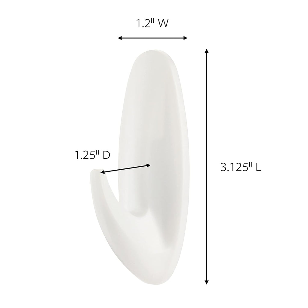 3M Command, Medium Designer wall hooks, Upto 1.3kg Heavy duty, Hold Strongly, Reusable Adhesive hooks for wall, Multi-surface damage free hooks for hanging (white , 2 hooks, 4 strips), Plastic