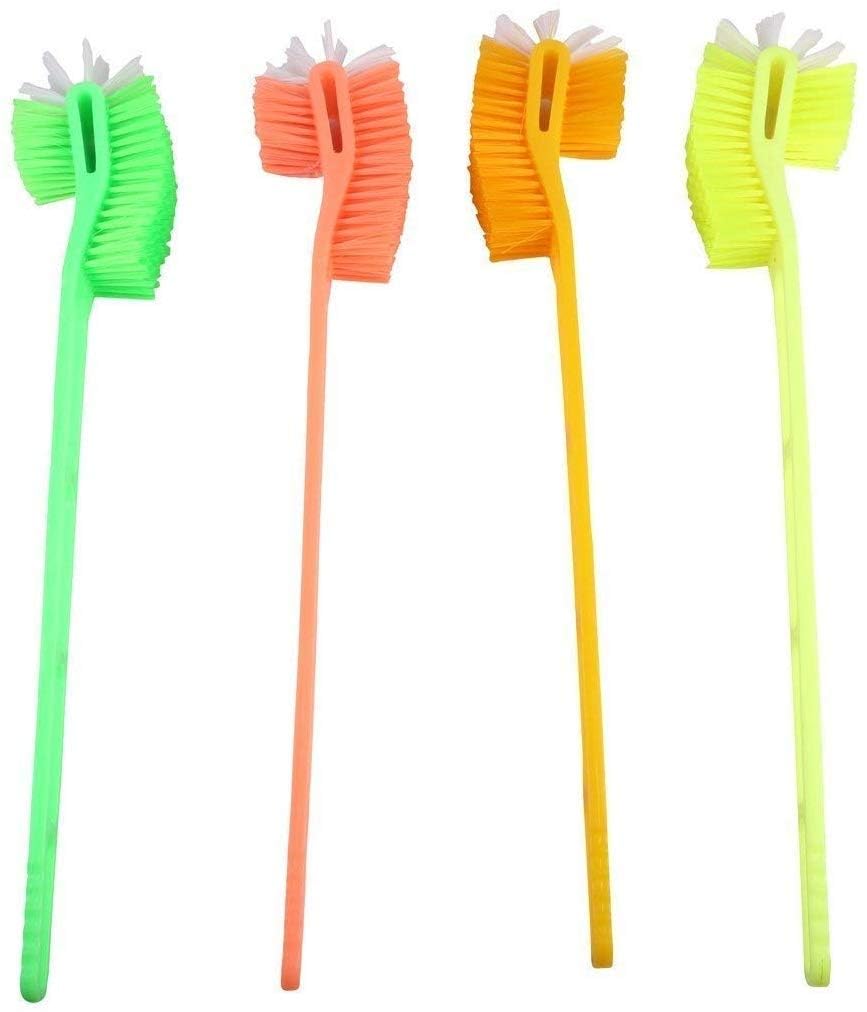 Double Sided Toilet Cleaner Brush for Cleaning Indian and Western Style Toilets, Sea Green Color Virgin Plastic Bathroom Toilet Cleaning Brush (Pack of 1)