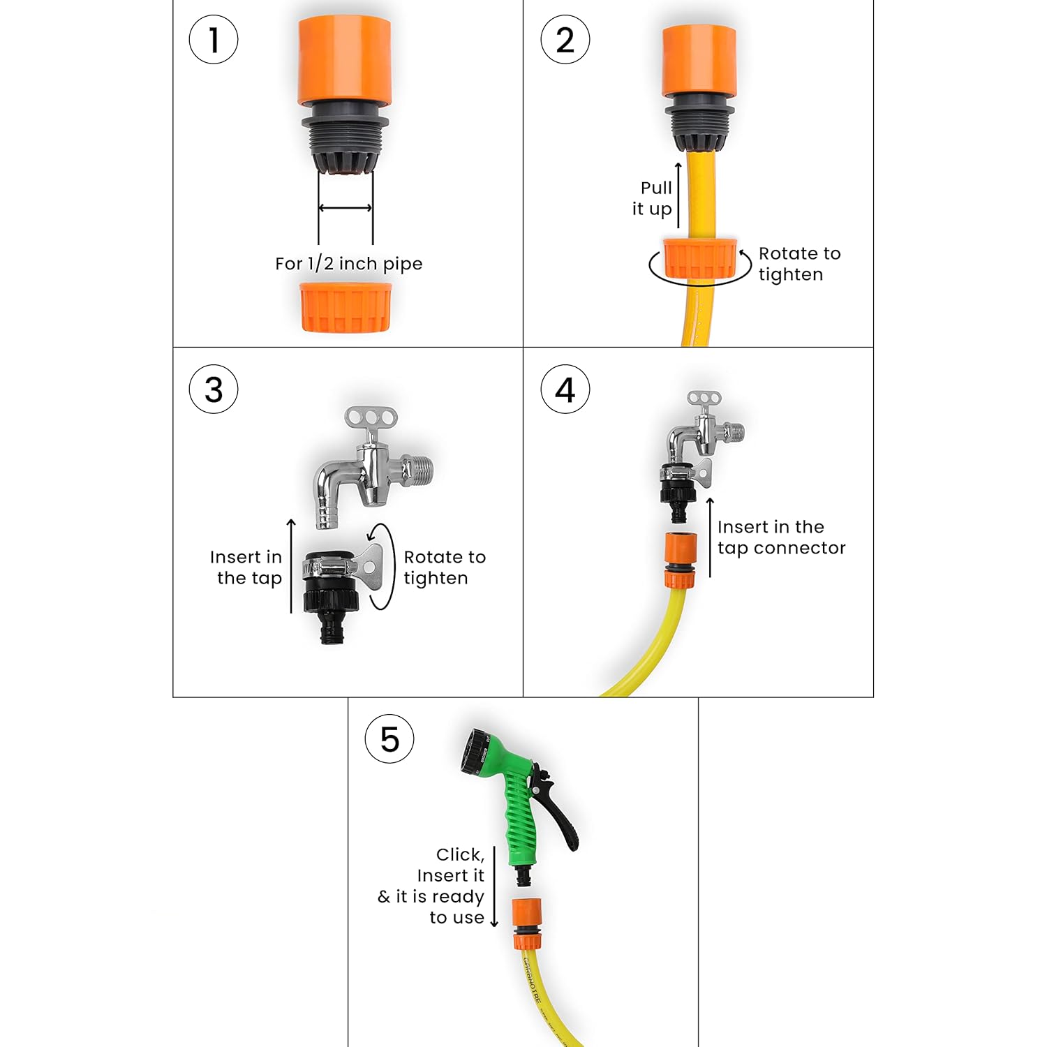 HOSE CONNECTOR WITH WATER STOP - FOR 1/2" HOSE