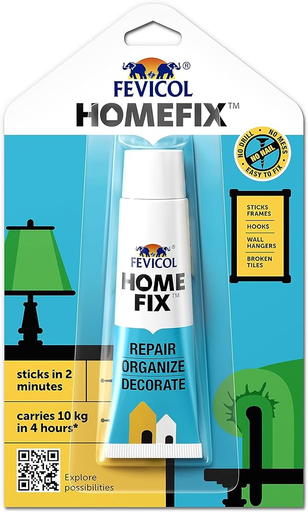 Fevicol Homefix (25 gm)|Home Decor Glue|Strong Multi Surface Adhesive|Carries upto 10kg|Paste on Walls/Tiles/Wood/Cement/Metal|Forget Double Sided Tapes|Nailfree|Easy to Apply & Remove