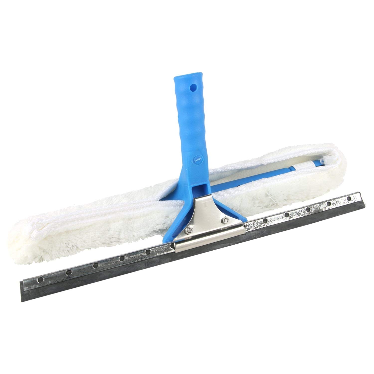 Cleaning Combi Mop Head Blue (2 in 1)| Window Cleaner Tool - 2 in 1 Glass Washer Kit- Microfiber Washing Head- Rubber Hand Squeegee | 35 cm Glass Wiper Set