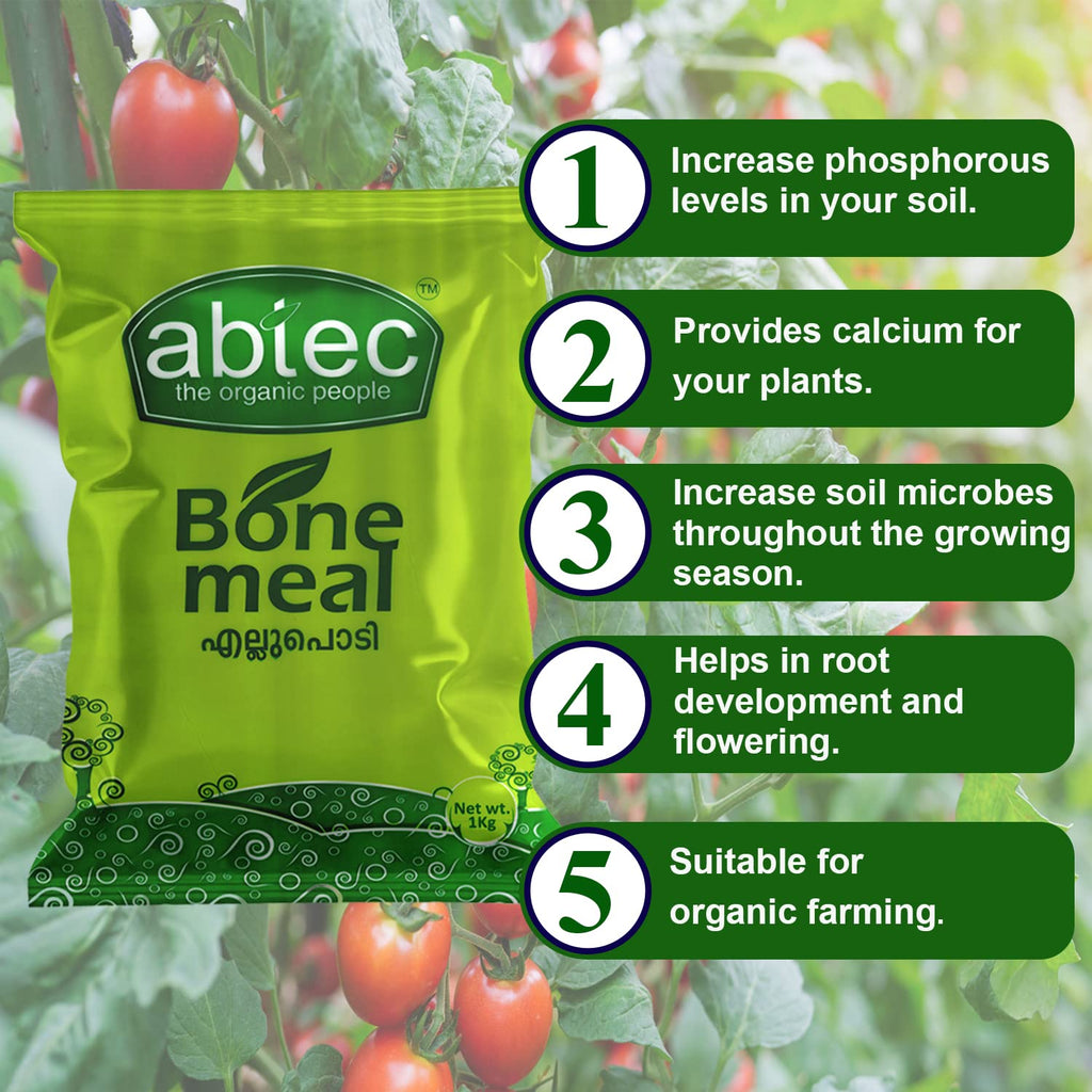 abtec, the organic people Bone Meal Organic Plant Fertilizer Manure, for Root Development and Increased Yield, Suitable for All Crops - 1 Kg