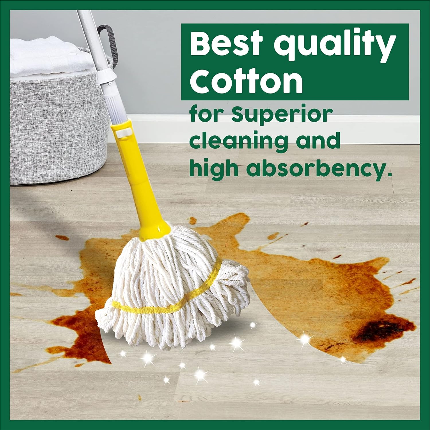 Squeezee Cotton Mop Perfect for Cleaning Hardwood,Laminate,Tiles,Pocha for Floor Cleaning