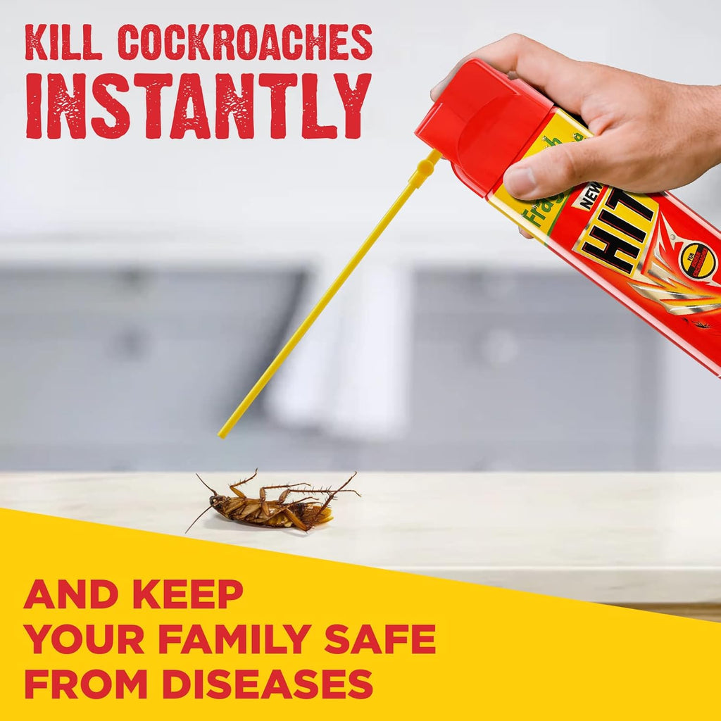 HIT Crawling Insect Killer – Cockroach Killer Spray | Instant Kill | Deep-Reach Nozzle | Fresh Fragrance, 400ml