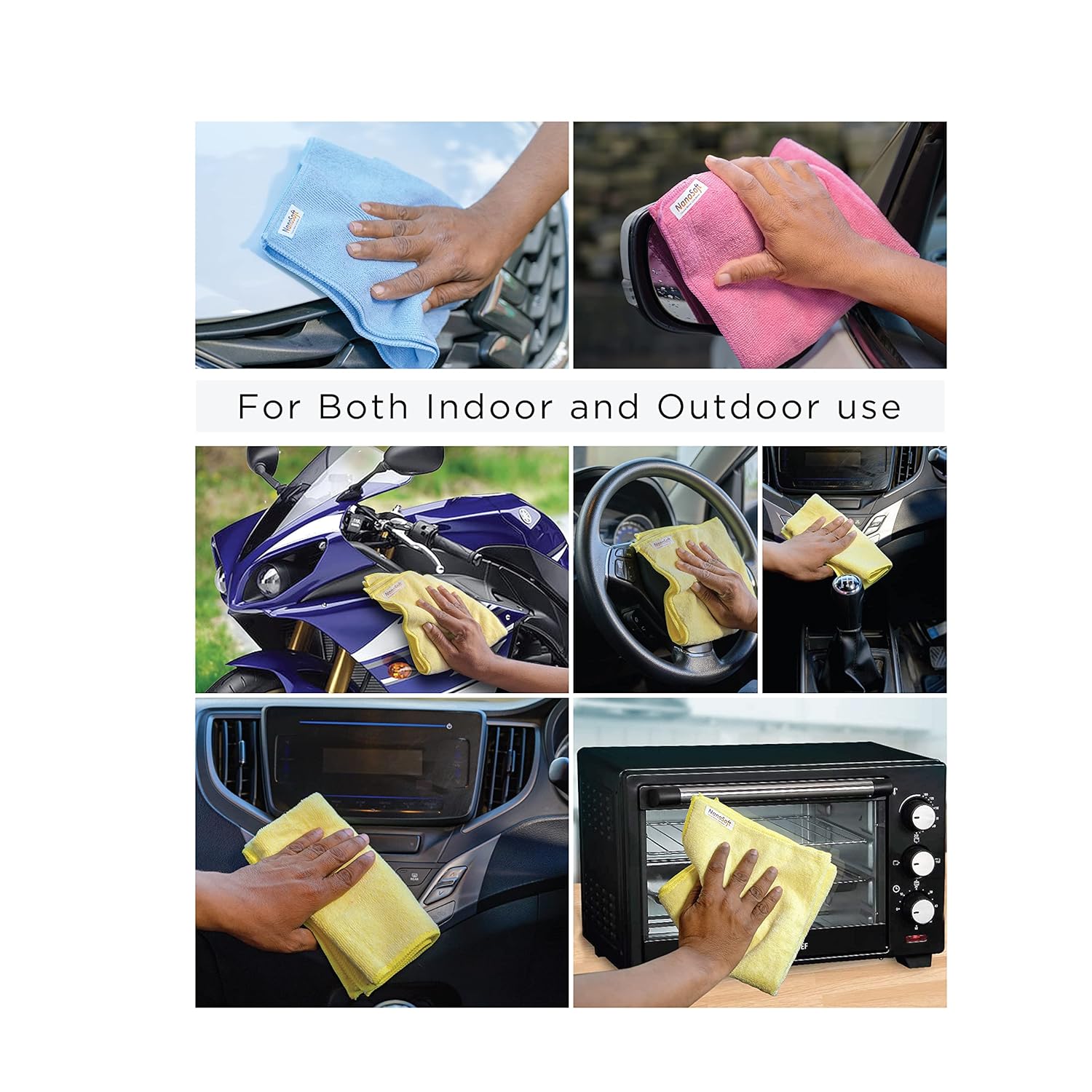 Micro fiber cloth for car cleaning Polishing Washing & Detailing 3pcs - 40x40 cms - 350 GSM Random colour - car cleaning cloth Multipurpose Cloths -car wash cloth-microfiber cloth for kitchen