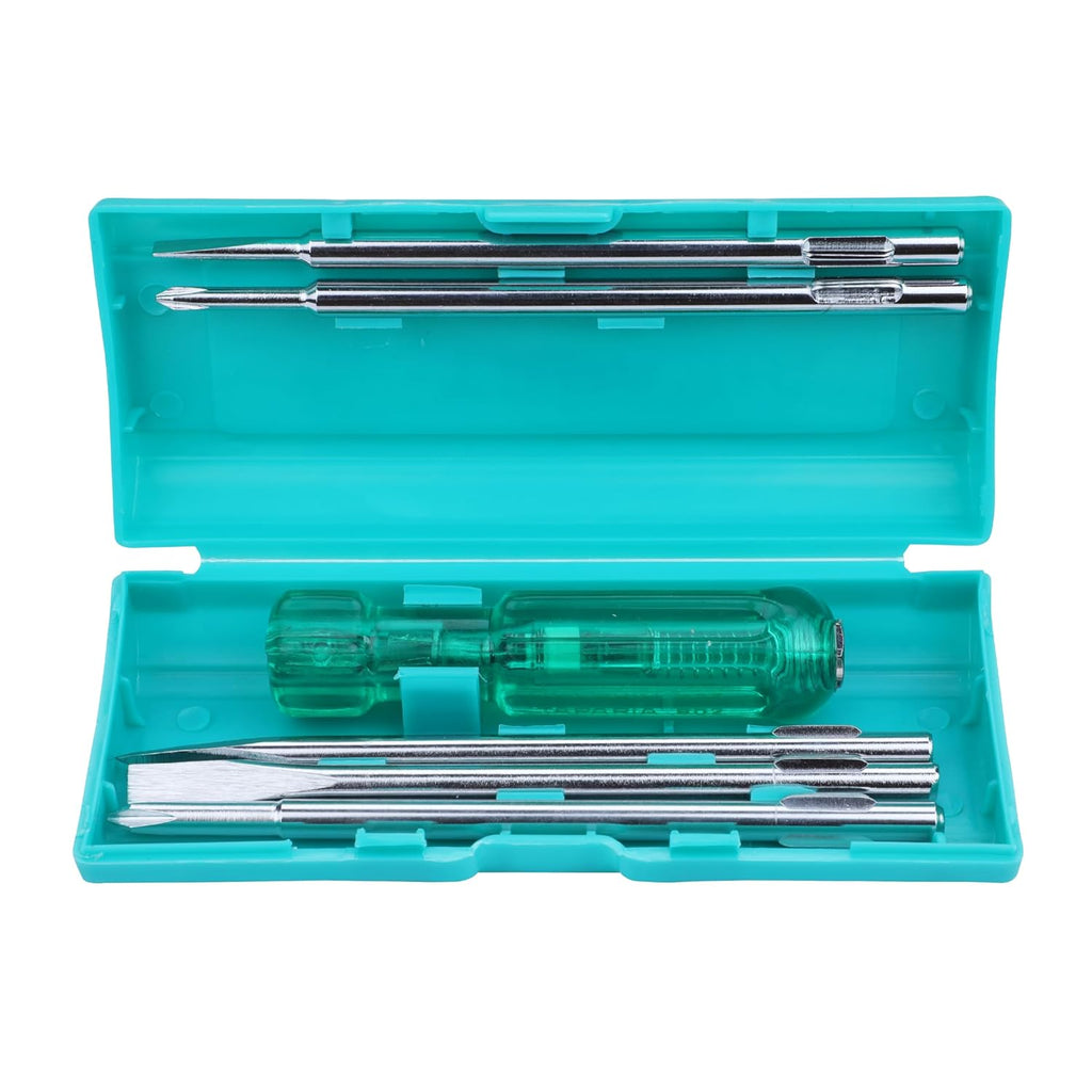 TAPARIA 802 Screw Driver Set with Neon Bulb (Silver/Blue), 1 Piece