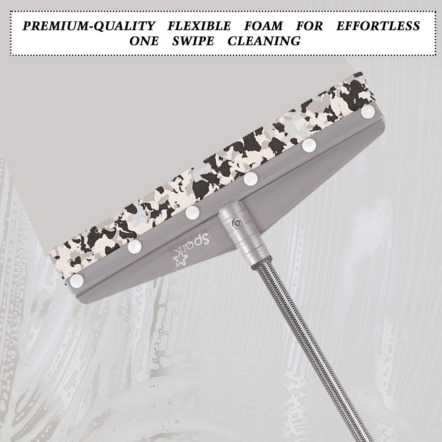 16" Wiper with Foam Rubber Blade, Double Lamination Rod, Twist N Fit Technology & Sturdy Handle for Floor, Bathroom, Home & Kitchen Cleaning