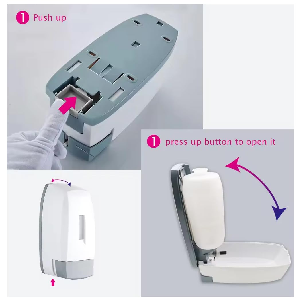 Plastic Wall Mounted Heavy Duty Commercial Manual Liquid Soap Dispenser for Bathroom Kitchen, 500 ml, White