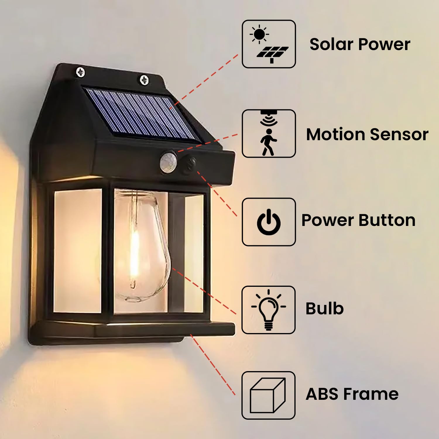 Solar Wall Lights Outdoor Motion Sensor Auto Chargeable Exterior LED Sconce Front Porch Security Lamps waterproof for Patio Garden