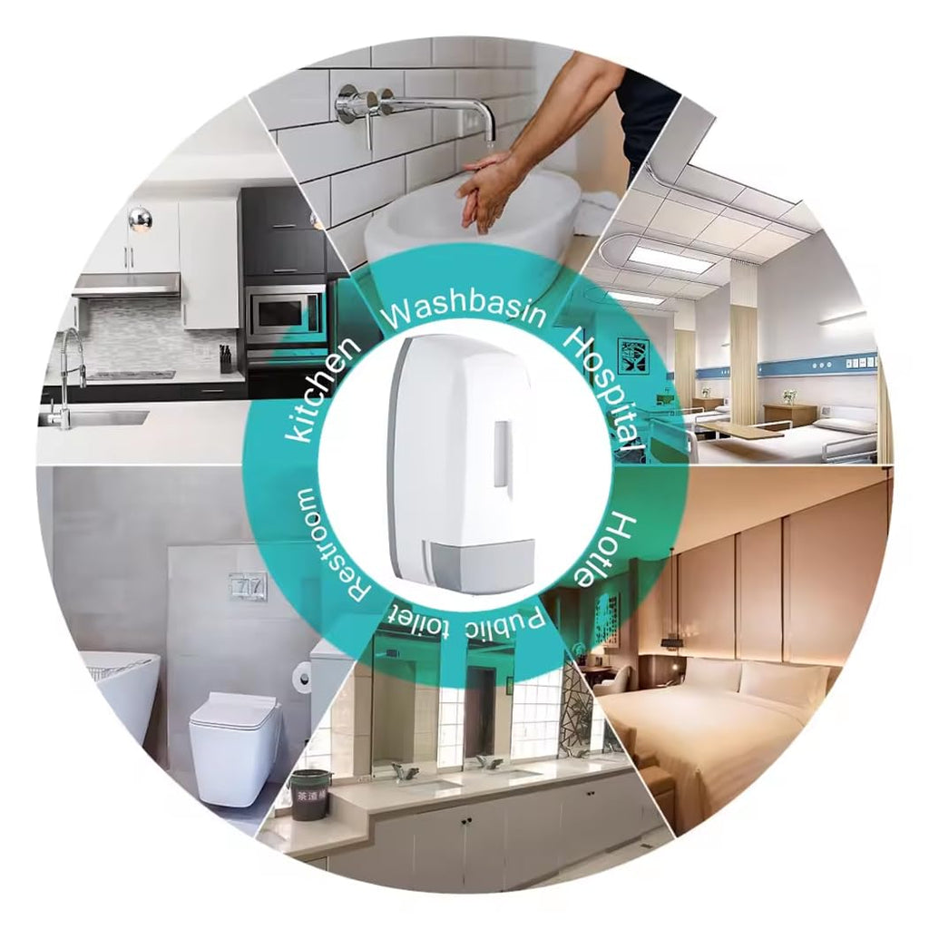 Plastic Wall Mounted Heavy Duty Commercial Manual Liquid Soap Dispenser for Bathroom Kitchen, 500 ml, White