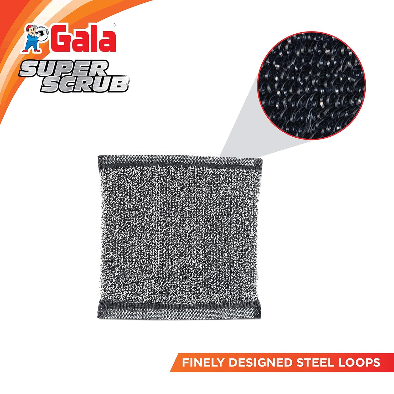 Gala Super Scrub Set – Made of Steel – Black – Pack of 6