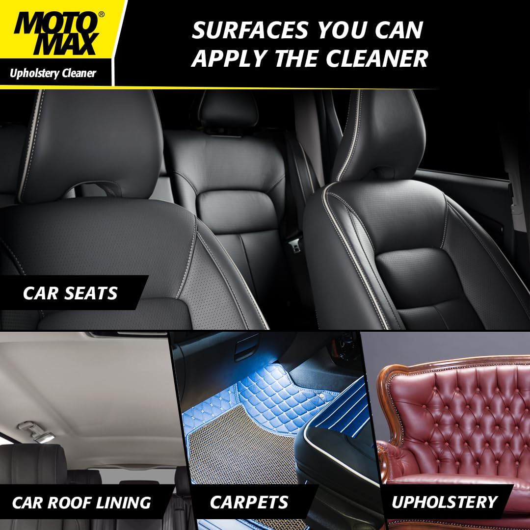 Motomax Leather and Upholstery Cleaner, 200ml for Car Seats and Interiors, Leather, Vinyl, Upholstery, Roof Lining, Carpets, Plastic Surfaces | Easy to Use