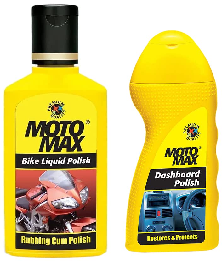 MOTOMAX Dashboard Polish 100 ml | Protects and Shines Interiors of Cars, Bike, Motorcycle | Instant Shine | Suitable for Fibre, Plastic Surfaces & Bike Liquid Polish (50ml)