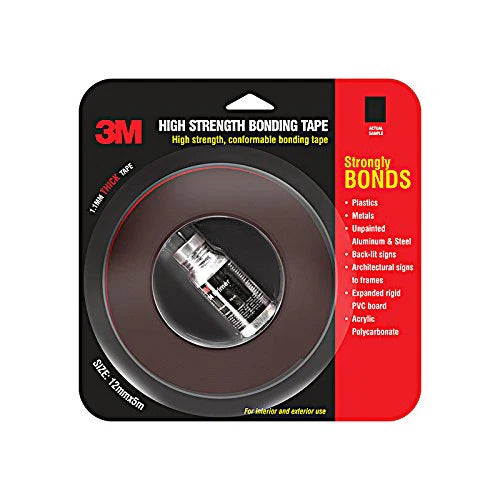 3M Hi Strength Bond Tape (12 mm x 5 m 1 Roll + Primer), black