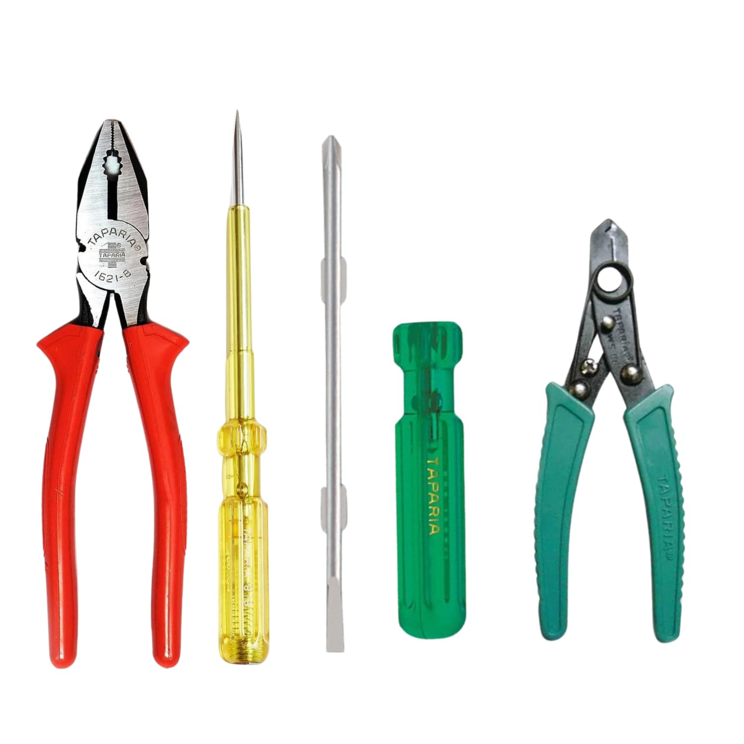 Taparia Combination Plier 8-inch,Kamal Line Tester, Taparia 2in1 Screwdriver - 4-Pcs. Hand Tool Kit (4 Tools)