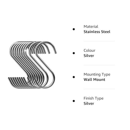 S HOOK MEDIUM SIZE 5PC - STEEL