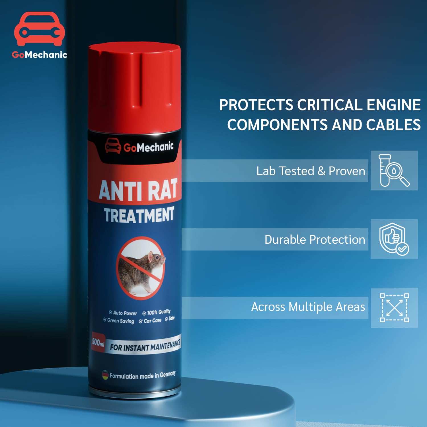 GoMechanic Pest Repellent Spray - Eco-Friendly, Non-Toxic Formula for Indoor & Outdoor Use - 500ml