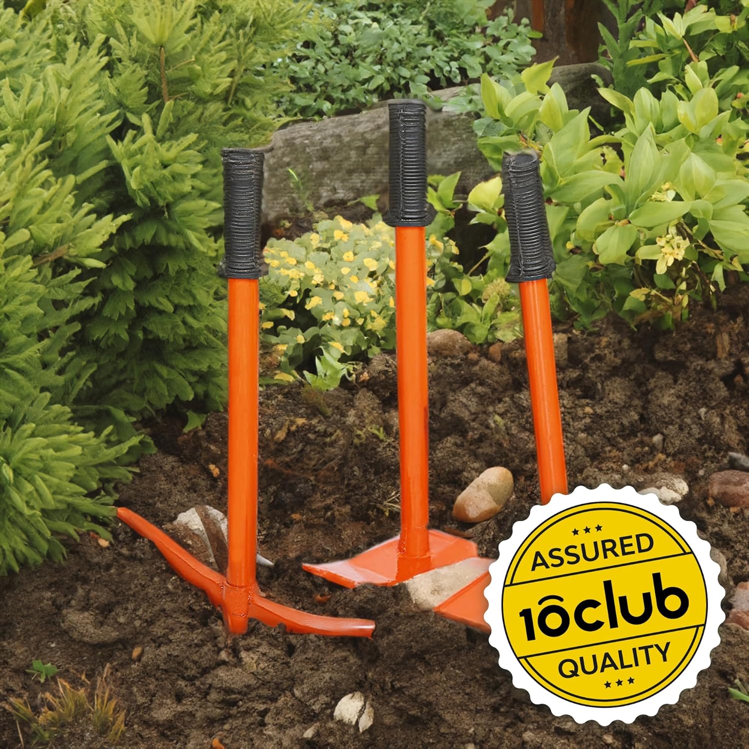 Garden Tool Kit - Garden Tiller - Garden Hoe - Garden Hoe with Prong, Orange