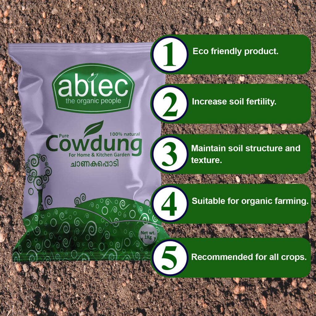 abtec, the organic people Cow Dung Powder Organic Fertilizer Manure, Suitable for All Plants - 1 Kg