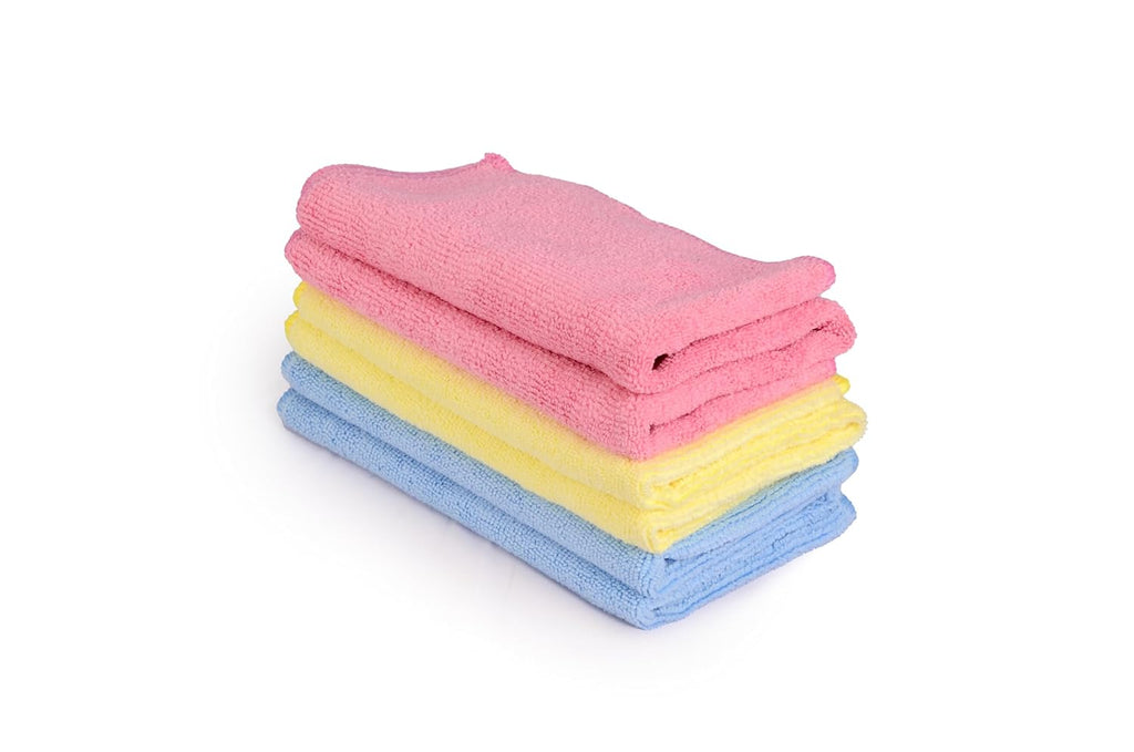 Micro fiber cloth for car cleaning Polishing Washing & Detailing 3pcs - 40x40 cms - 350 GSM Random colour - car cleaning cloth Multipurpose Cloths -car wash cloth-microfiber cloth for kitchen