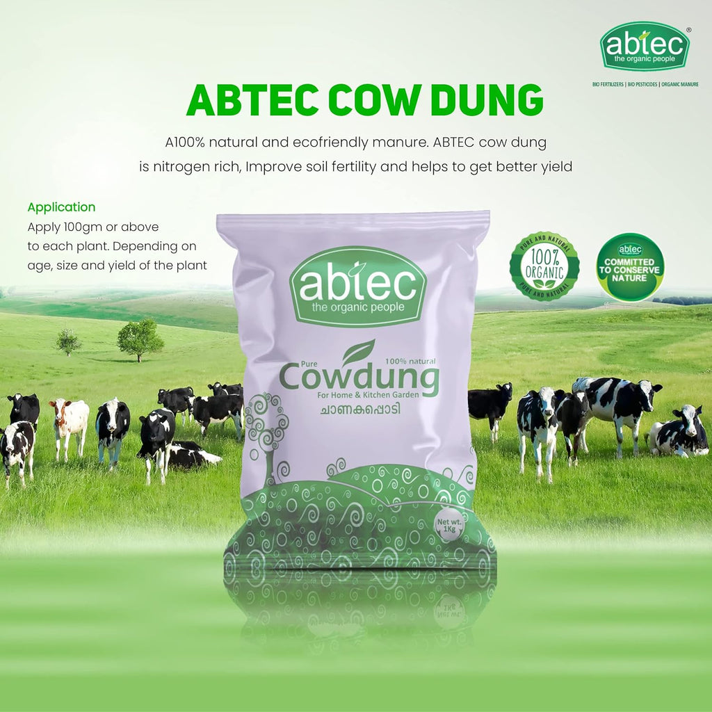 abtec, the organic people Cow Dung Powder Organic Fertilizer Manure, Suitable for All Plants - 1 Kg