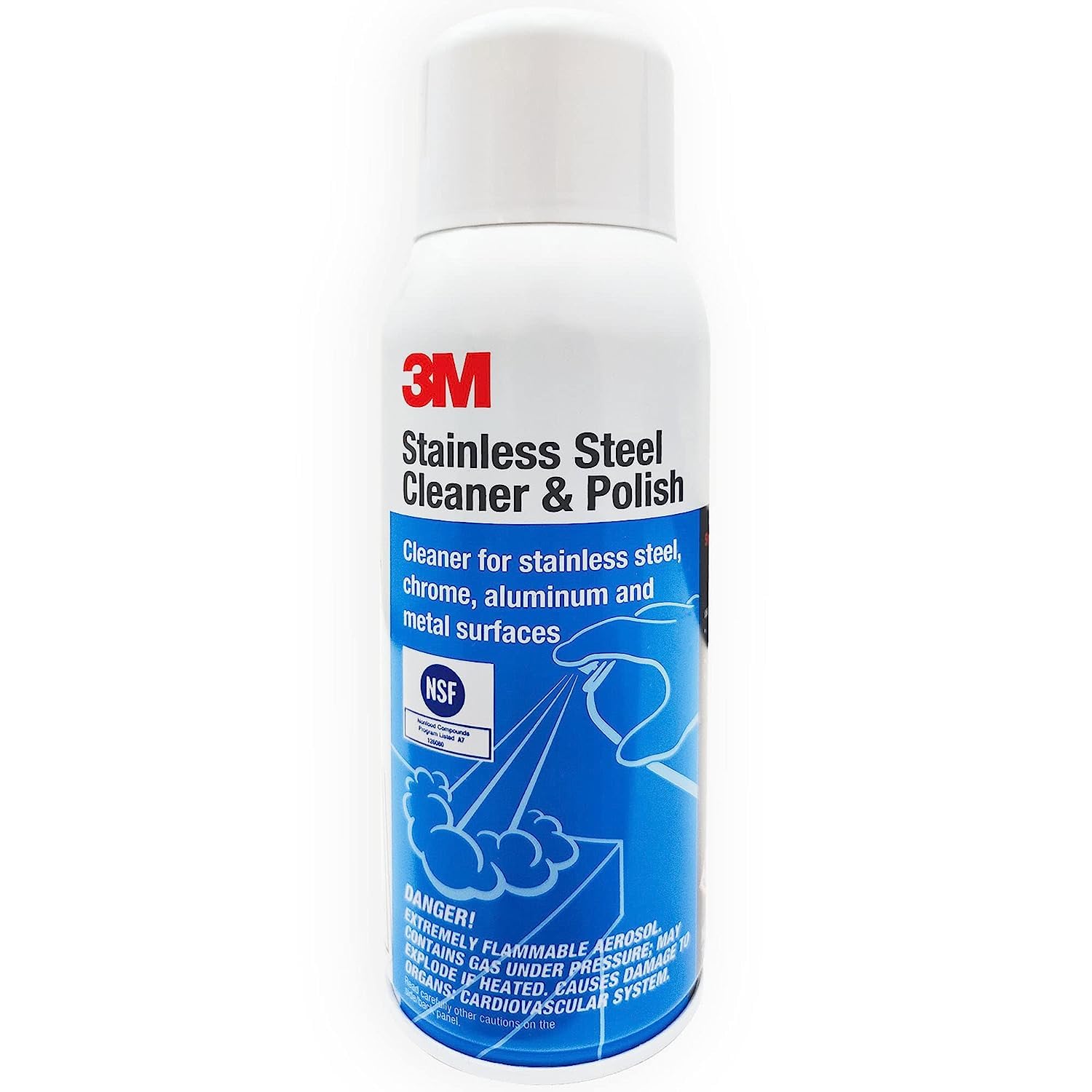 3M Stainless Steel Cleaner & Polish, Cleaning Spray Foam, Ready to Use Cleaner for Metal Surfaces, Remove Water Stain Mark & Fingerprints, Resists Streaking, Non Greasy & Pleasant Fragrance -283gm