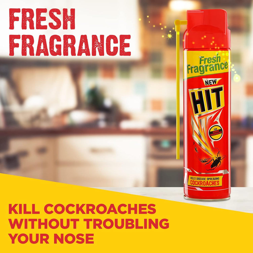 HIT Crawling Insect Killer – Cockroach Killer Spray | Instant Kill | Deep-Reach Nozzle | Fresh Fragrance, 400ml