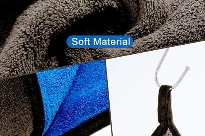 Microfiber Cleaning Clothes 800 GSM 40 cm & 40 cm Premium Car Cleaning Cloth, Dual-Sided Microfibre, Blue and Grey - 3pc