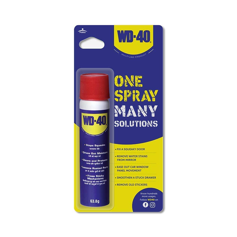 WD-40 Multipurpose Spray for Home Improvement, Frees jammed locks & Rust Parts,Adhesive remover,Grill & stove Cleaning,Protectant Agent -Multi use for Home,Work & DIY Purpose, 63.8g,Pack of 2